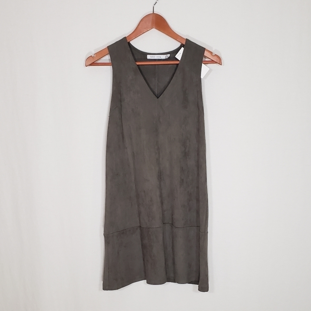 Bishop + Young Green V-Neck Shift Dress Size XS